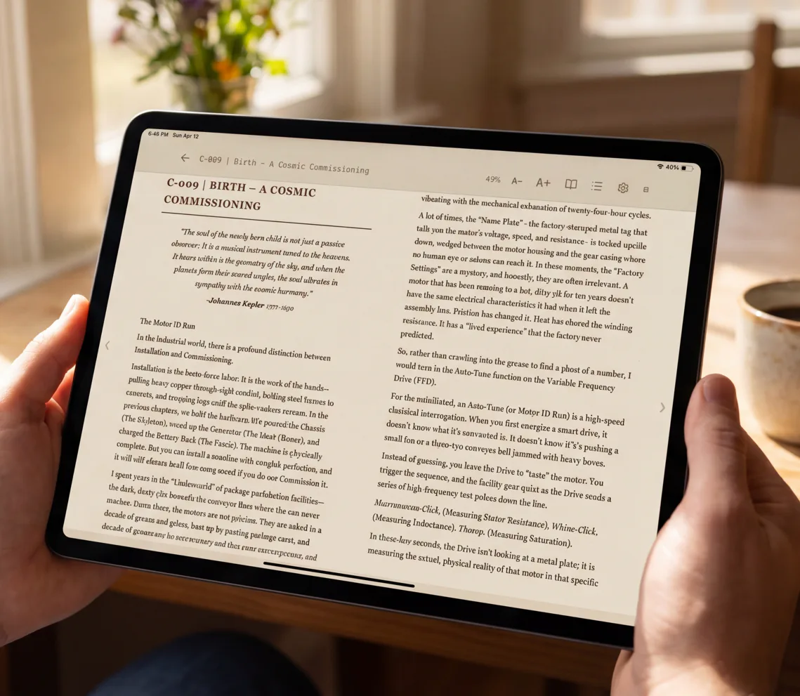 The Electric Astrology reader open on an iPad