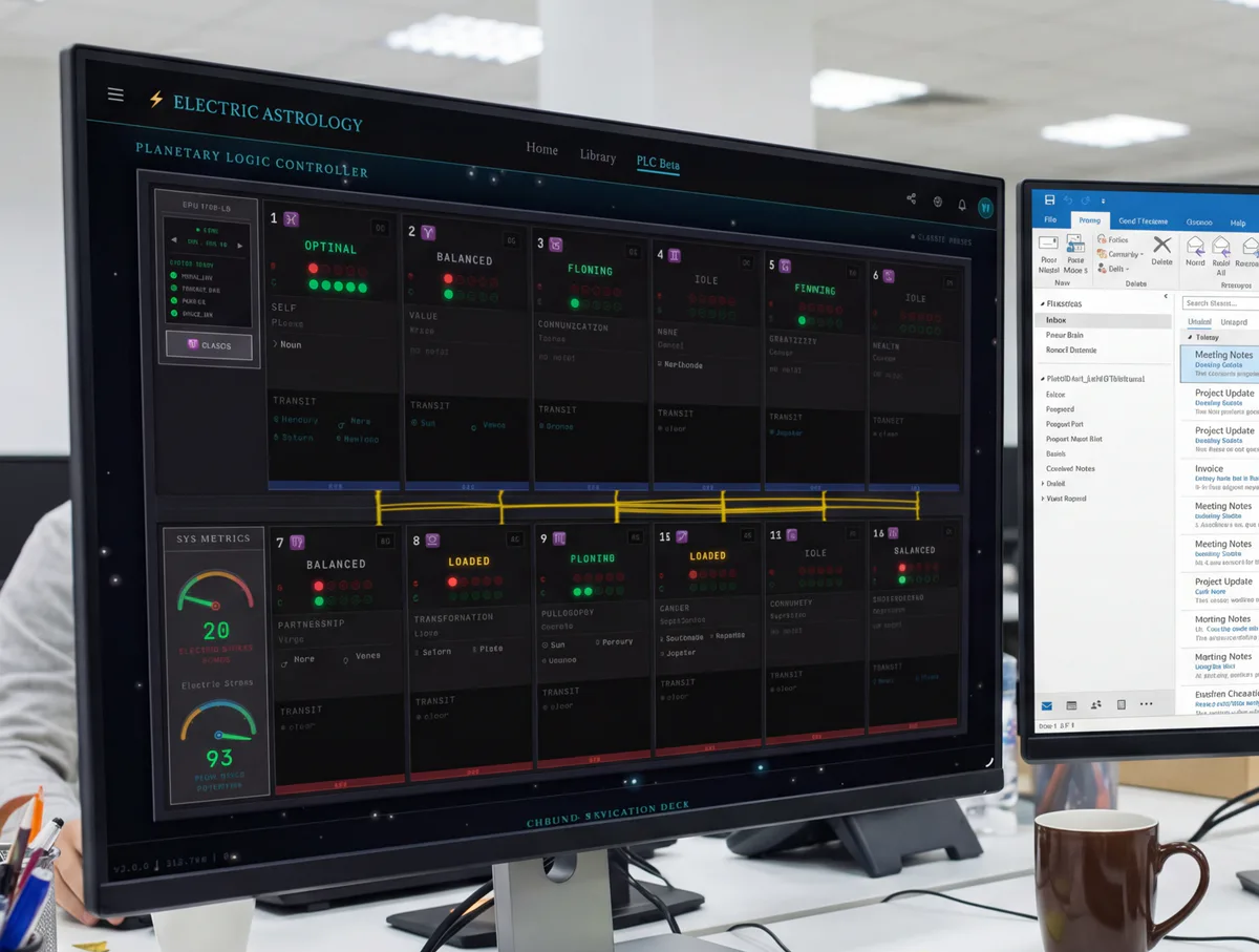 Planetary Logic Controller telemetry deck on a monitor