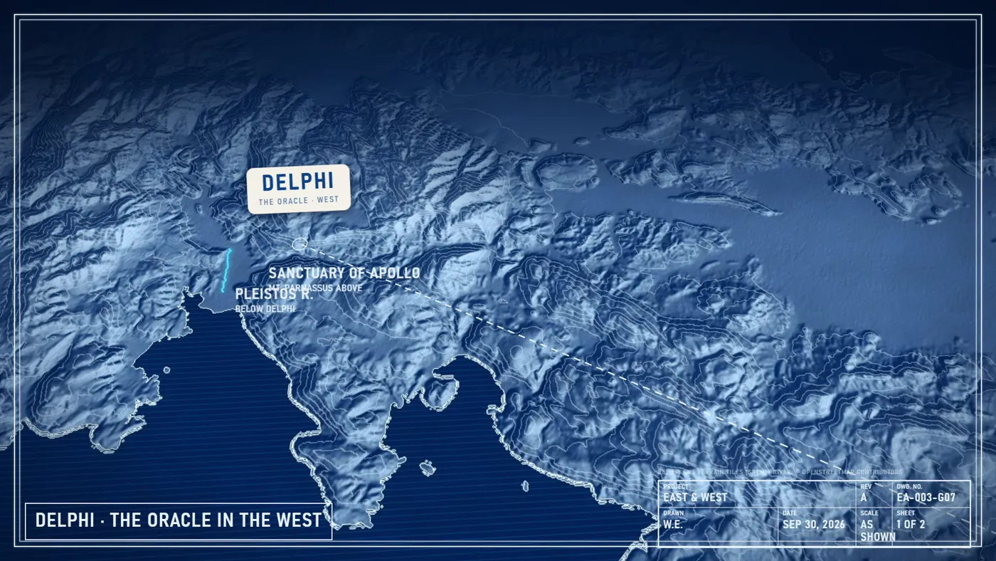Relief map: Delphi, the Oracle in the west