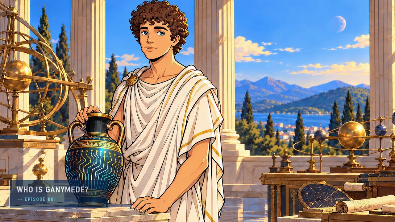 Ganymede with his amphora on Olympus
