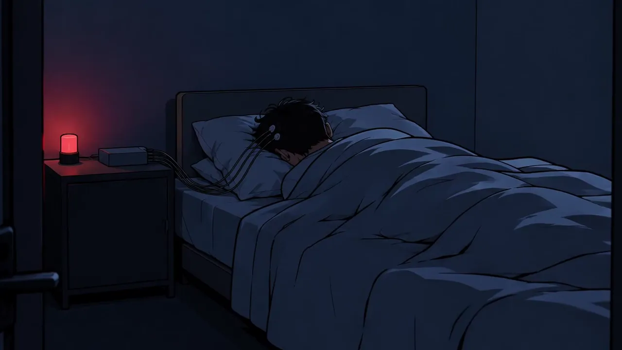 A man asleep in a dark bedroom
