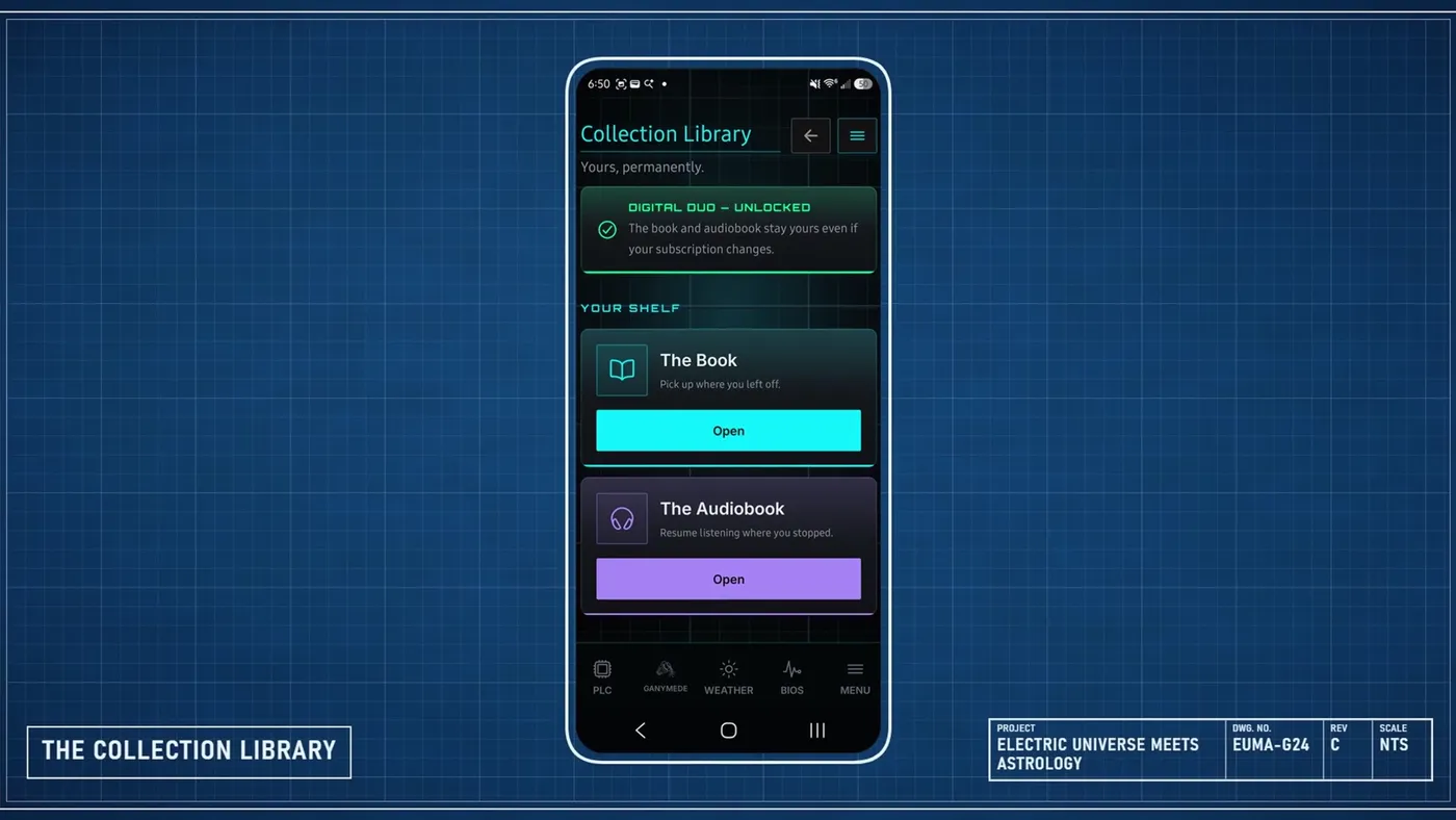 The Collection Library in the Electric Astrology app: the book and the audiobook