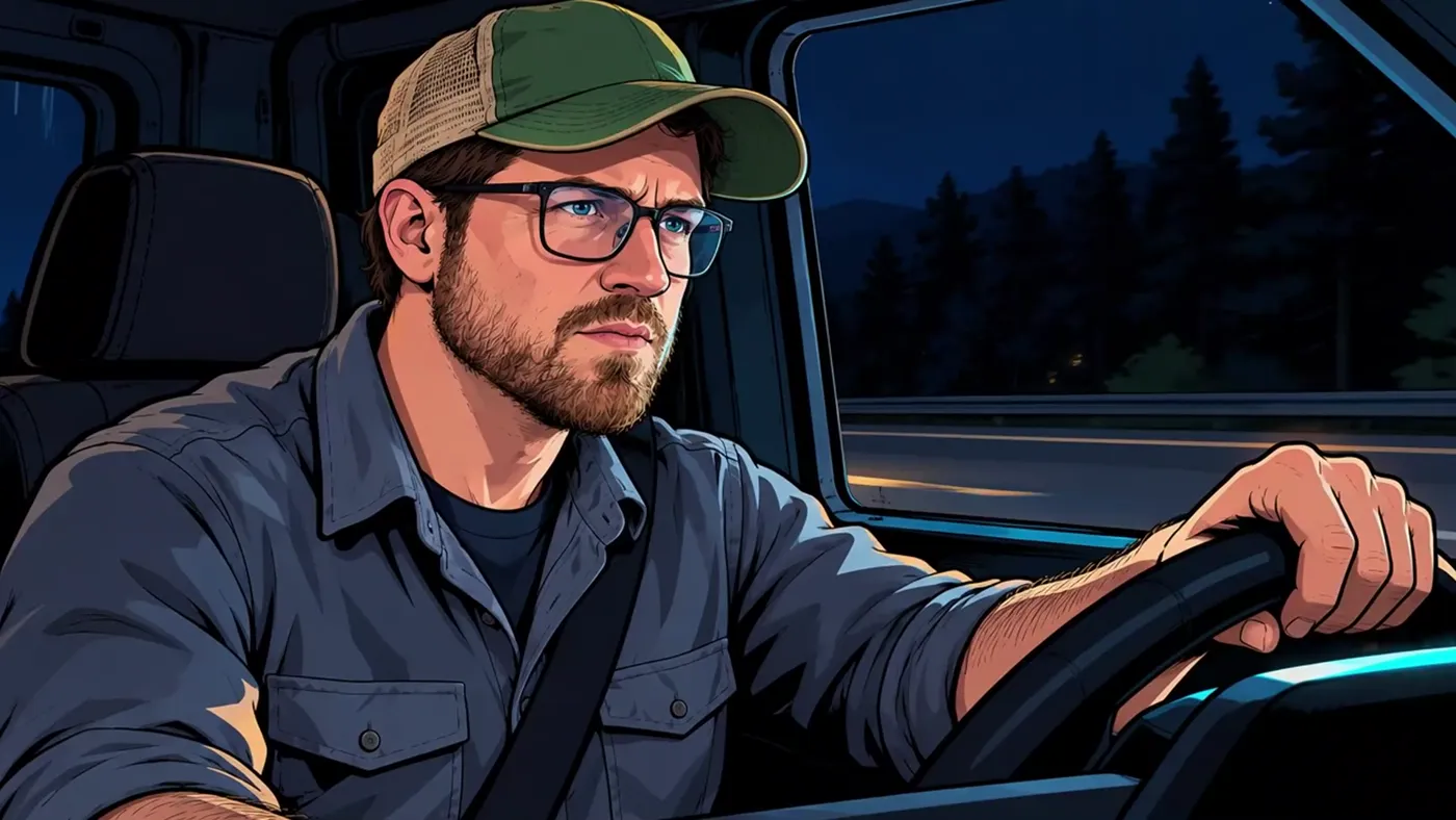 William, drawn, driving himself to the hospital at night