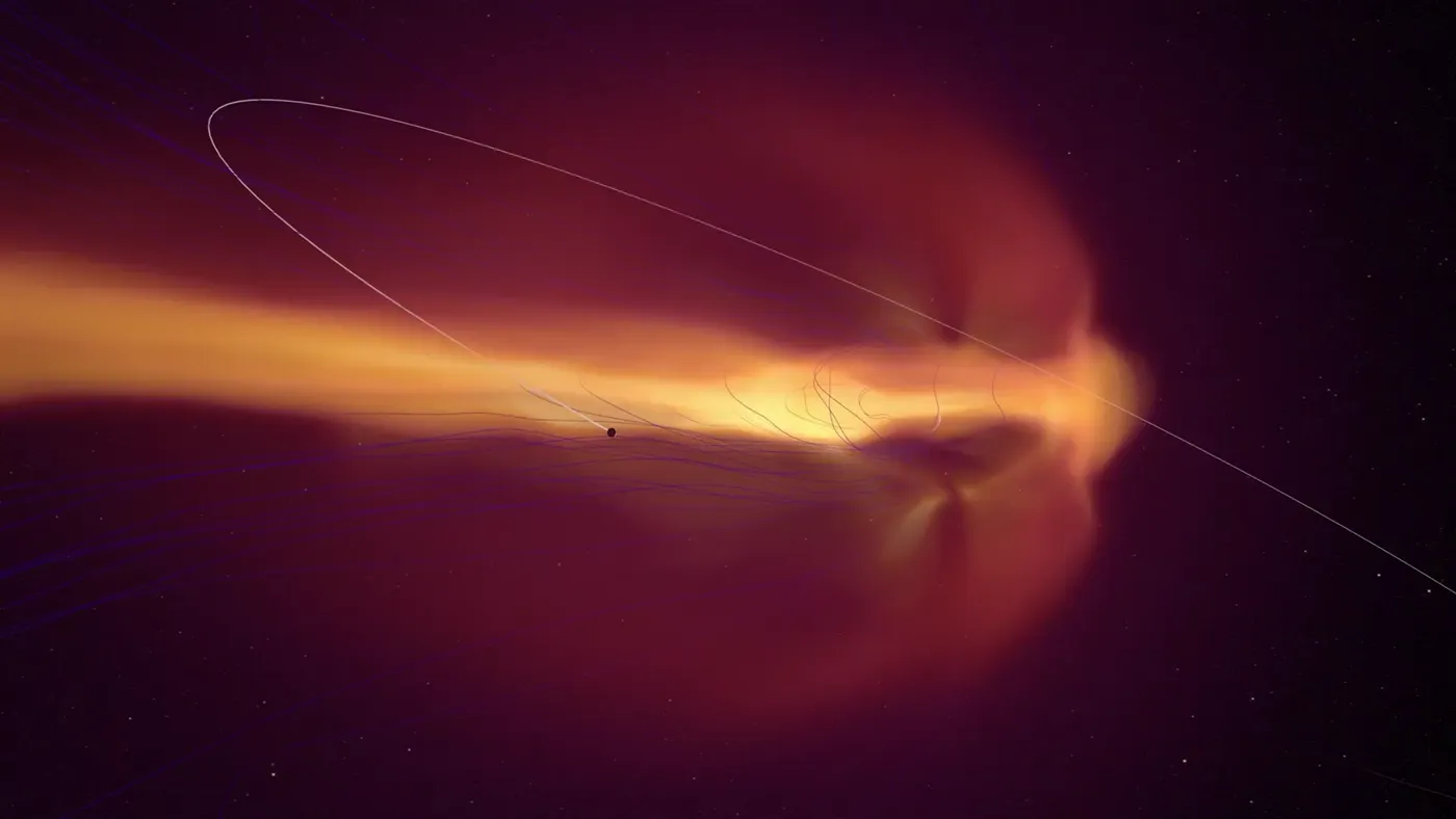 The solar wind streaming past Earth's magnetic field